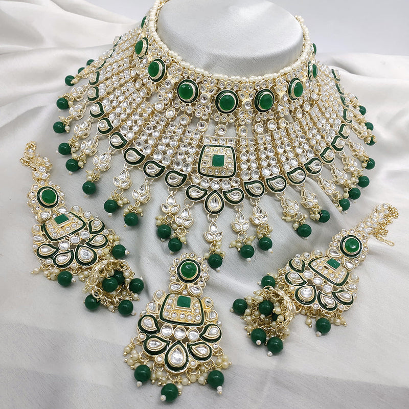 Lucentarts Jewellery Gold Plated Kundan Stone And Meenakari Choker Necklace Set