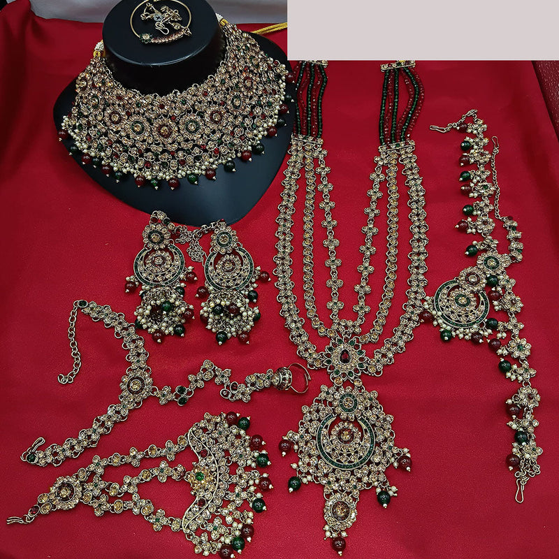 Lucentarts Jewellery Gold Plated Austrian Stone And Beads Bridal Set