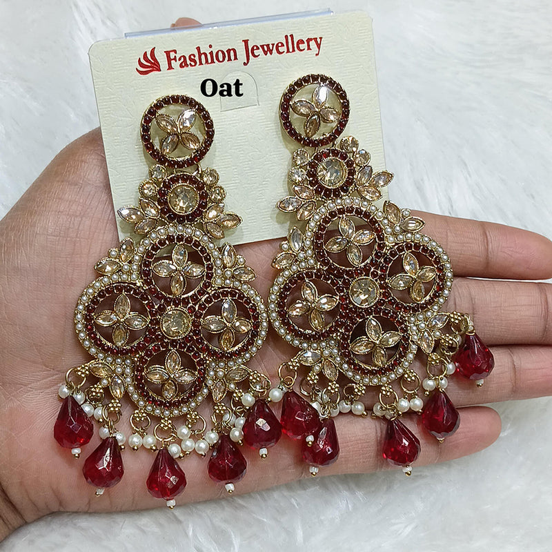 Lucentarts Jewellery Gold Plated Crystal Stone Pearl And Beads Jhumki Earrings