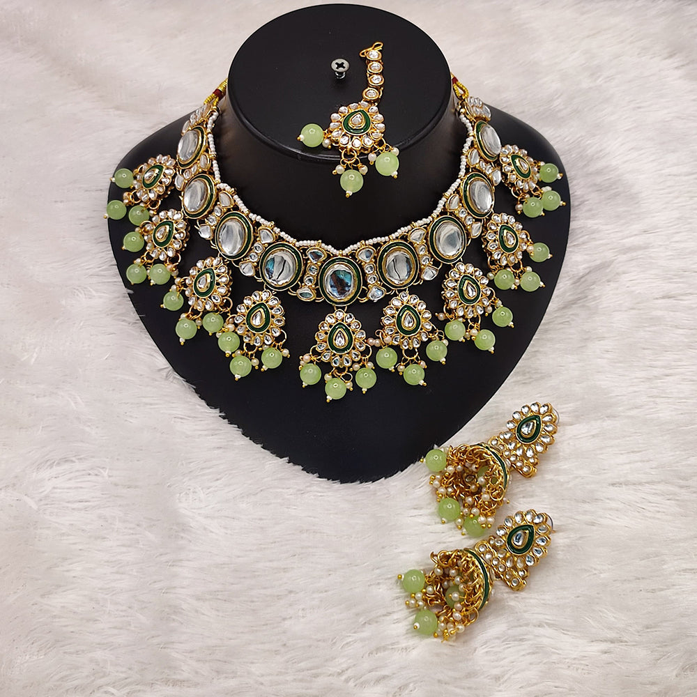 Lucentarts Jewellery Gold Plated Kundan Stone And Meenakari Choker Necklace Set