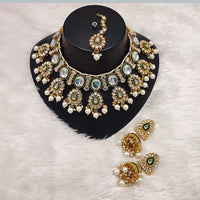 Lucentarts Jewellery Gold Plated Kundan Stone And Meenakari Choker Necklace Set