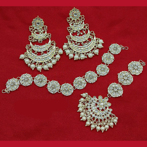 Lucentarts Jewellery Gold Plated Kundan Stone Combo Set