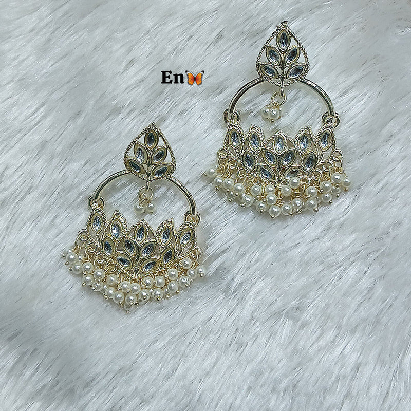 Lucentarts Jewellery Gold Plated Kundan Stone And Beads Dangler Earrings