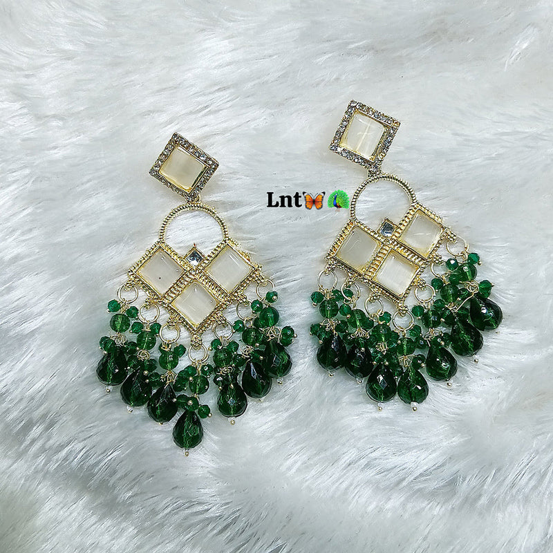 Lucentarts Jewellery Gold Plated Kundan Stone And Beads Dangler Earrings