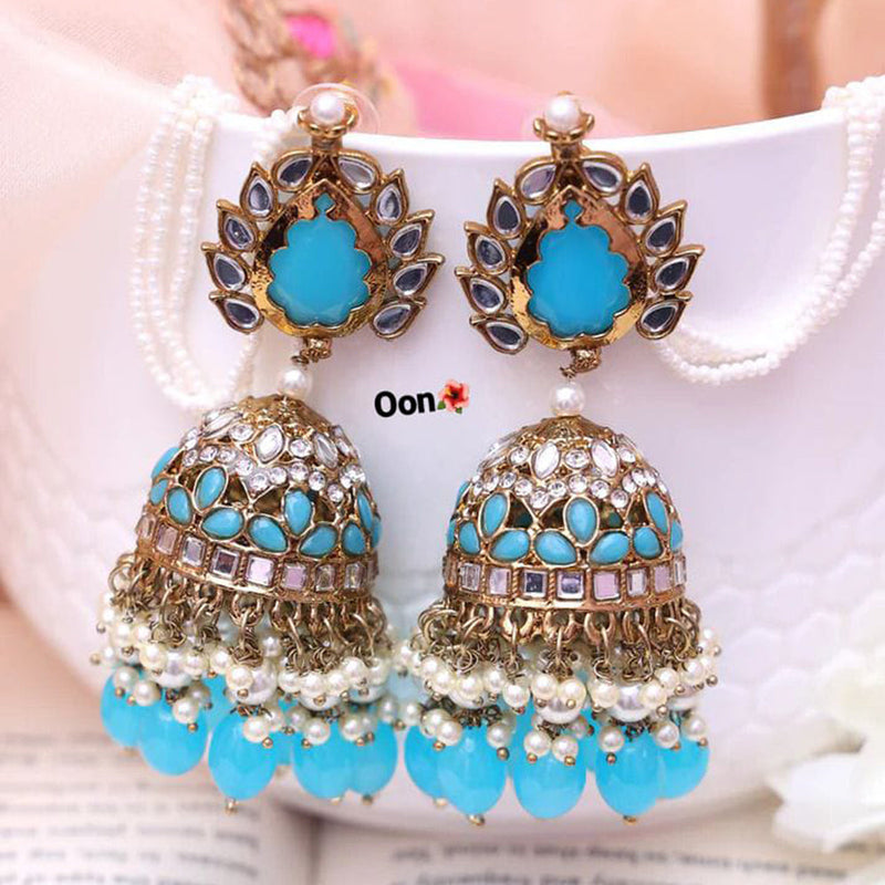 Lucentarts Jewellery Gold Plated Mirror And Beads Jhumki Earrings