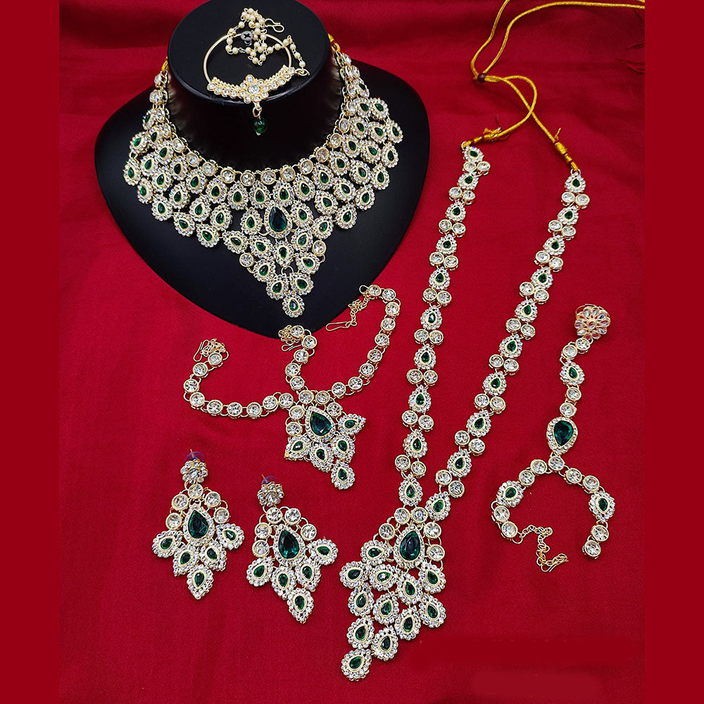 Lucentarts Jewellery Gold Plated Austrian Stone And Beads Bridal Set