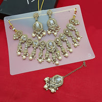 Lucentarts Jewellery Gold Plated Crystal Stone And Beads Necklace Set