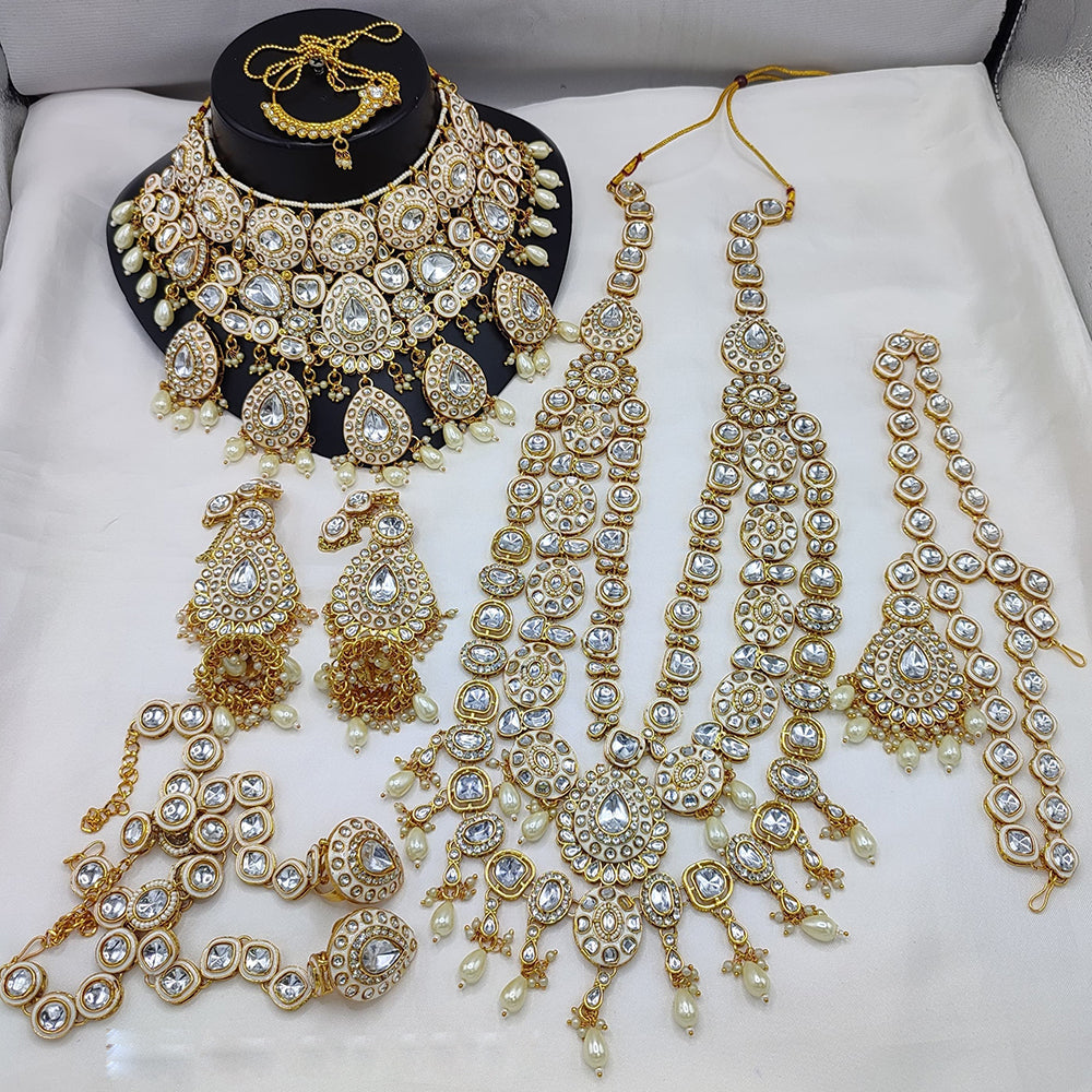 Lucentarts Jewellery Gold Plated Kundan Stone Beads And Meenakari Bridal Set