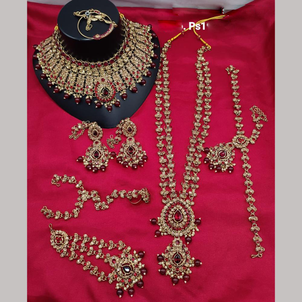 Lucentarts Jewellery Gold Plated Austrian Stone Bridal Necklace Set