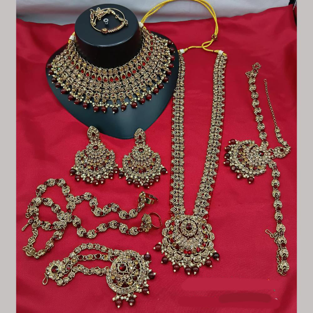 Lucentarts Jewellery Gold Plated Austrian Stone Bridal Necklace Set
