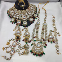 Lucentarts Jewellery Gold Plated Kundan Stone Meenakari Bridal Necklace Set