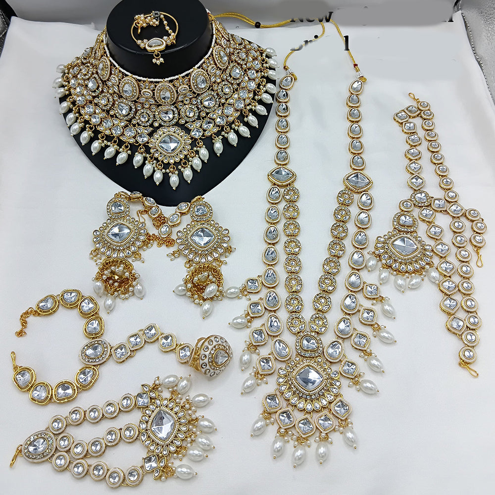 Lucentarts Jewellery Gold Plated Kundan Stone Meenakari Bridal Necklace Set