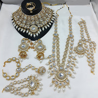Lucentarts Jewellery Gold Plated Kundan Stone Meenakari Bridal Necklace Set