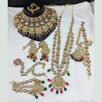 Lucentarts Jewellery Gold Plated Kundan Stone Meenakari Bridal Necklace Set
