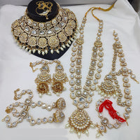 Lucentarts Jewellery Gold Plated Kundan Stone Meenakari Bridal Necklace Set