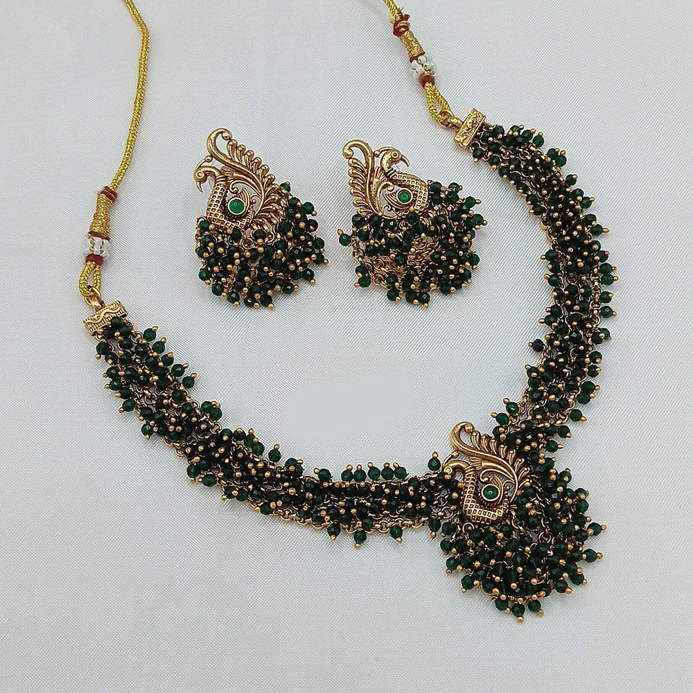 Lucentarts Jewellery Gold Plated Necklace Set for Women – Pearl & Pota Stone Design