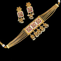 Lucentarts Jewellery Gold Plated Pota And Crystal Necklace Set