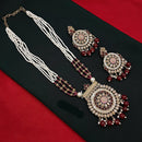 Lucentarts Jewellery Gold Plated Crystal and Pearls Long Necklace Set for Women