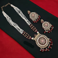 Lucentarts Jewellery Gold Plated Crystal and Pearls Long Necklace Set for Women