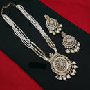 Lucentarts Jewellery Gold Plated Crystal and Pearls Long Necklace Set for Women