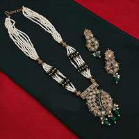 Lucentarts Jewellery Gold Plated Crystal and Pearls Long Necklace Set for Women