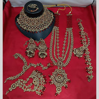 Lucentarts Gold Plated Crystal & Bead for Wedding Glamour Traditional Bridal  Necklace Set