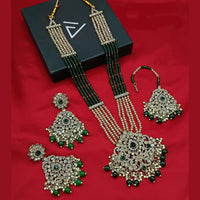 Lucentarts Jewellery Gold Plated Austrian Stone And Pearls Long Necklace Set
