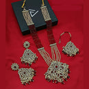 Lucentarts Jewellery Gold Plated Austrian Stone And Pearls Long Necklace Set