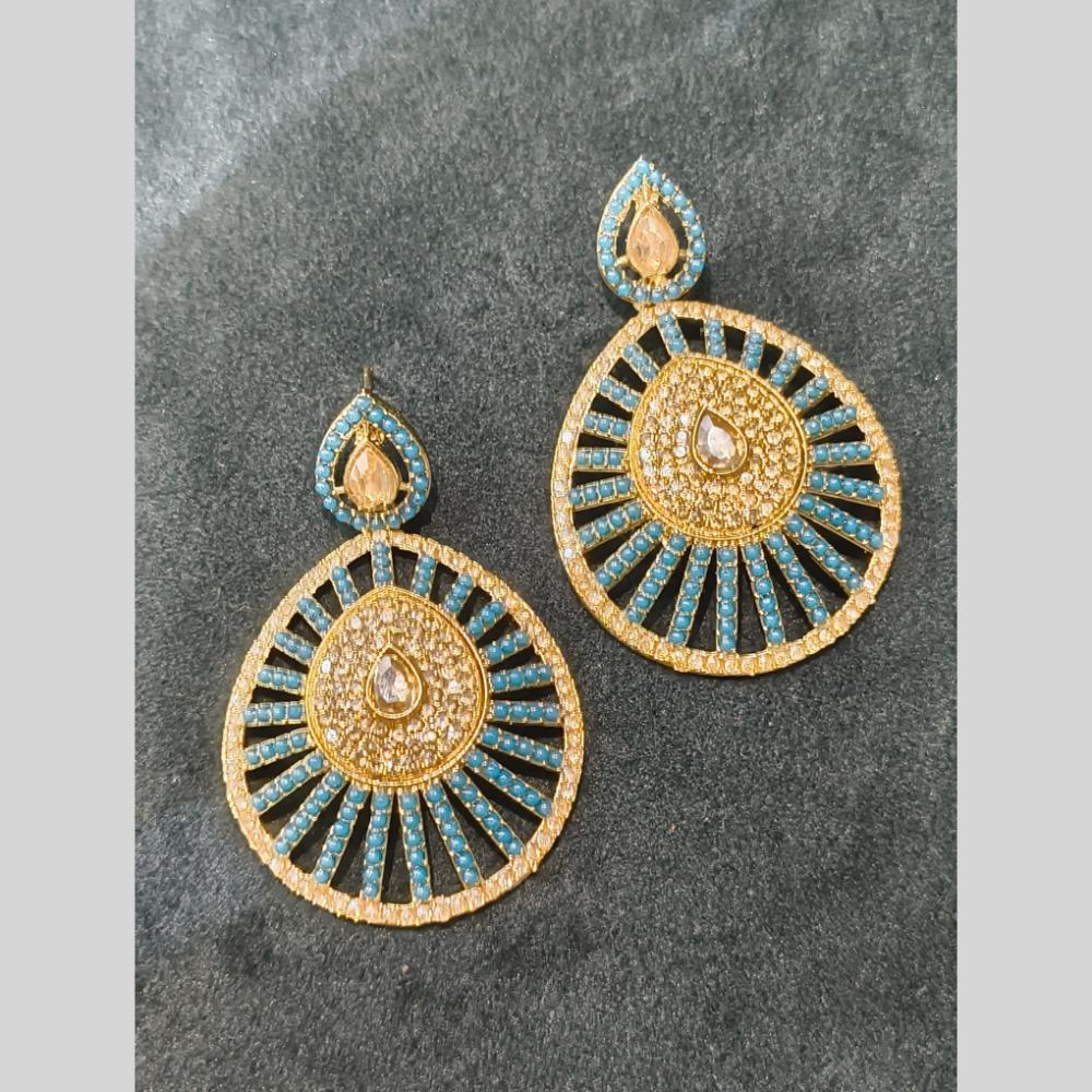 Lucentarts Jewellery Gold Plated Crystal Stone And Pearl Dangler Earrings