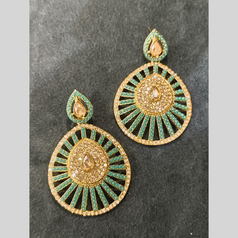 Lucentarts Jewellery Gold Plated Crystal Stone And Pearl Dangler Earrings