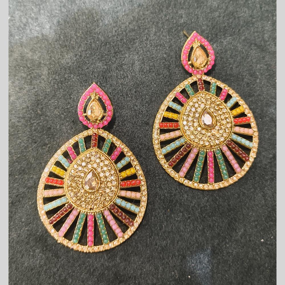 Lucentarts Jewellery Gold Plated Crystal Stone And Pearl Dangler Earrings