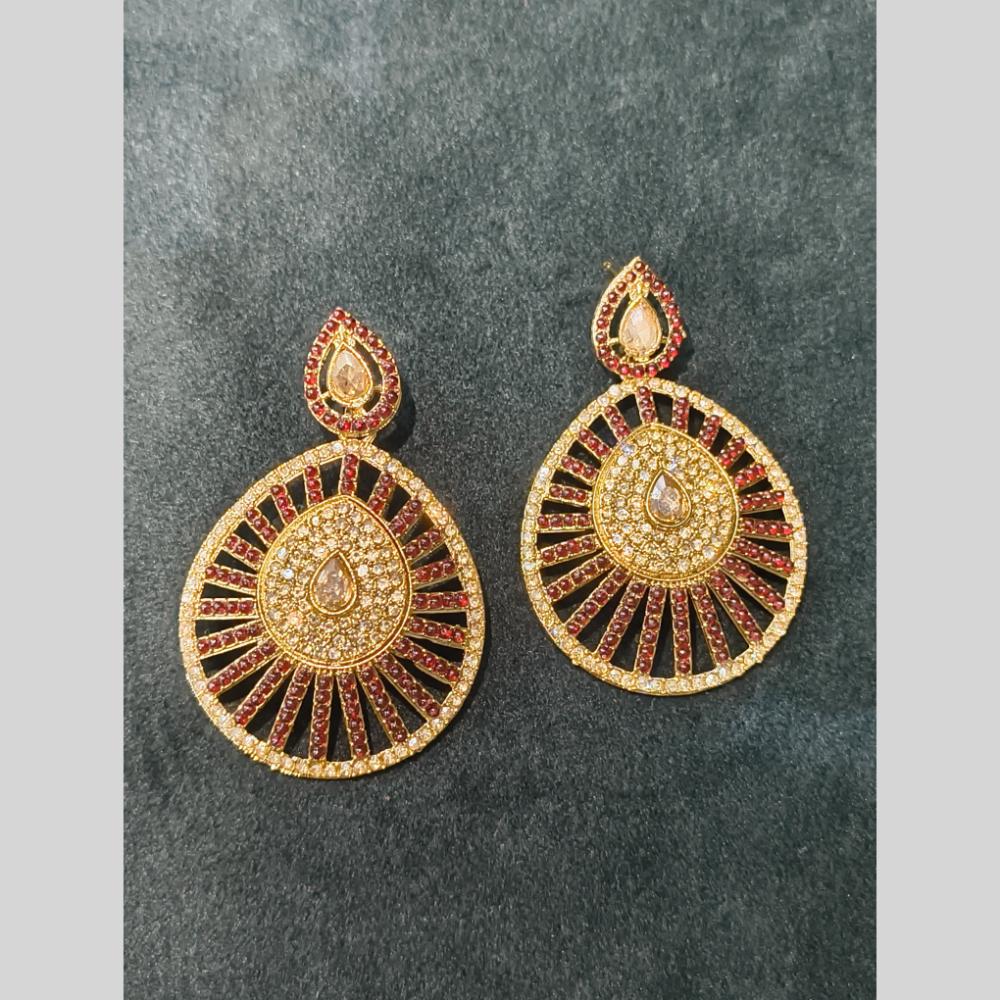 Lucentarts Jewellery Gold Plated Crystal Stone And Pearl Dangler Earrings