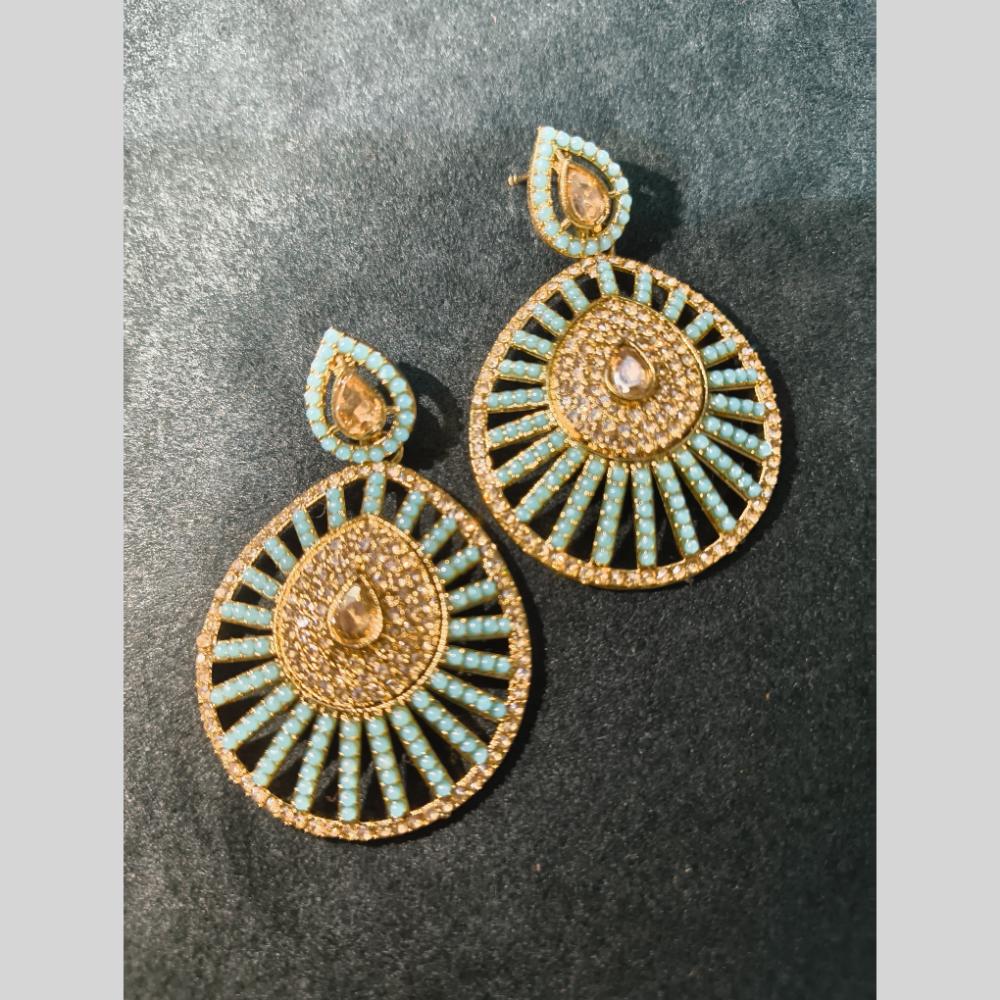 Lucentarts Jewellery Gold Plated Crystal Stone And Pearl Dangler Earrings