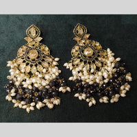 Lucentarts Jewellery Gold Plated Crystal Stone And Pearl Dangler Earrings