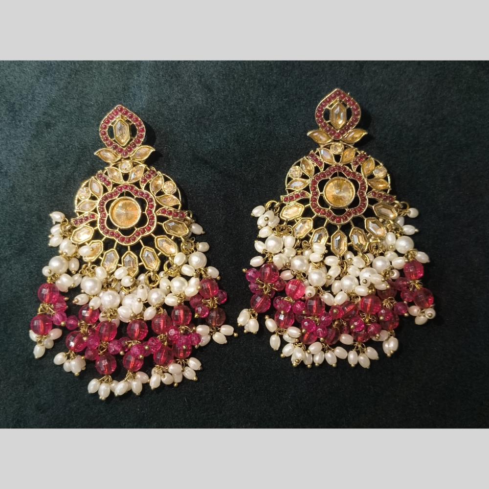Lucentarts Jewellery Gold Plated Crystal Stone And Pearl Dangler Earrings