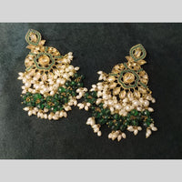Lucentarts Jewellery Gold Plated Crystal Stone And Pearl Dangler Earrings