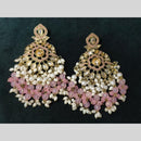 Lucentarts Jewellery Gold Plated Crystal Stone And Pearl Dangler Earrings