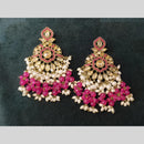 Lucentarts Jewellery Gold Plated Crystal Stone And Pearl Dangler Earrings
