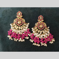 Lucentarts Jewellery Gold Plated Crystal Stone And Pearl Dangler Earrings