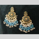 Lucentarts Jewellery Gold Plated Crystal Stone And Pearl Dangler Earrings