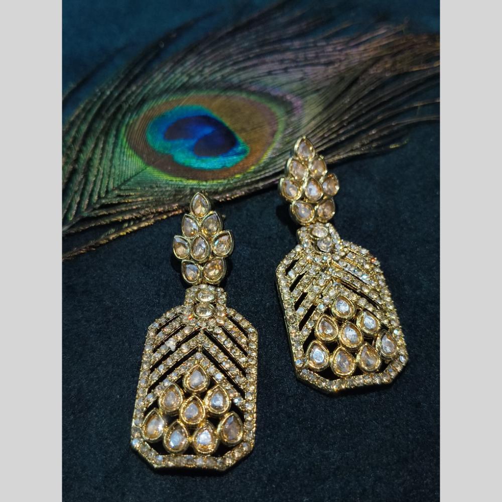 Lucentarts Jewellery Gold Plated Crystal Stone Dangler Earrings