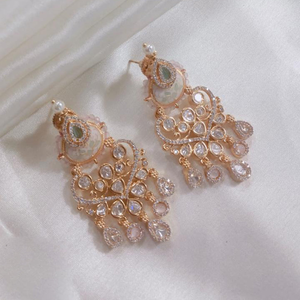 Lucentarts Jewellery Gold Plated Polki Kundan And Meenakari Dangler Earrings