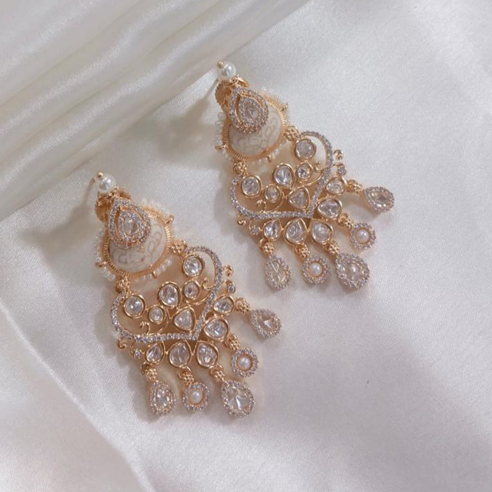 Lucentarts Jewellery Gold Plated Polki Kundan And Meenakari Dangler Earrings