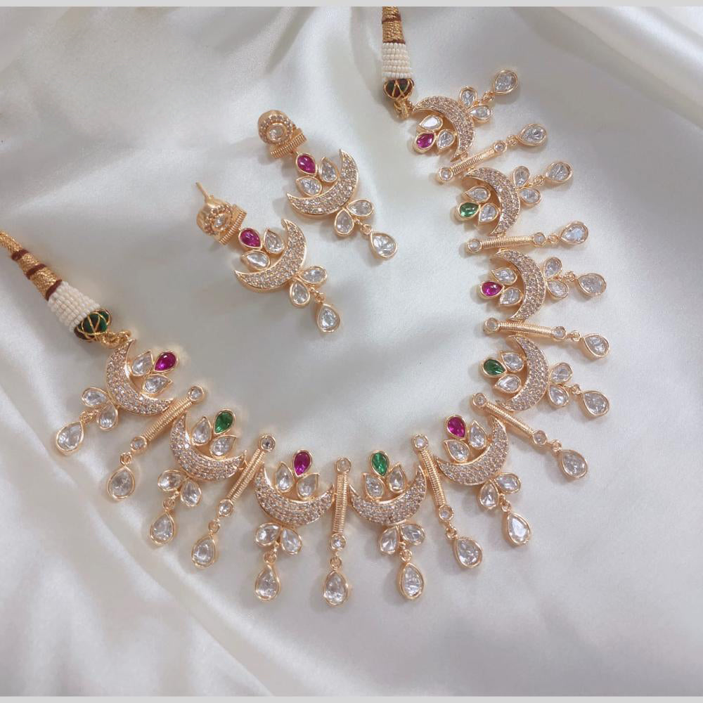 Lucentarts Jewellery Gold Plated Polki Kundan Necklace Set