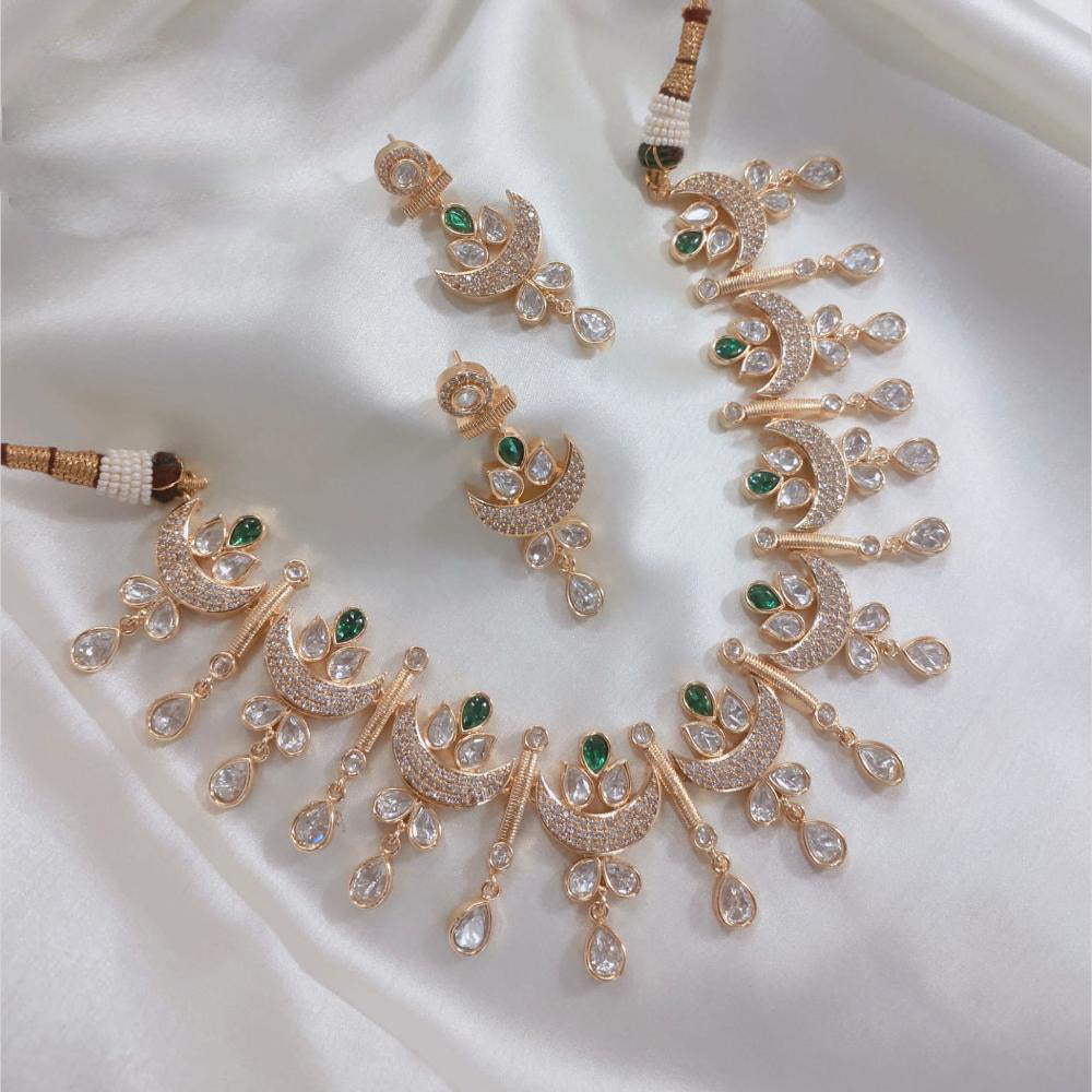 Lucentarts Jewellery Gold Plated Polki Kundan Necklace Set