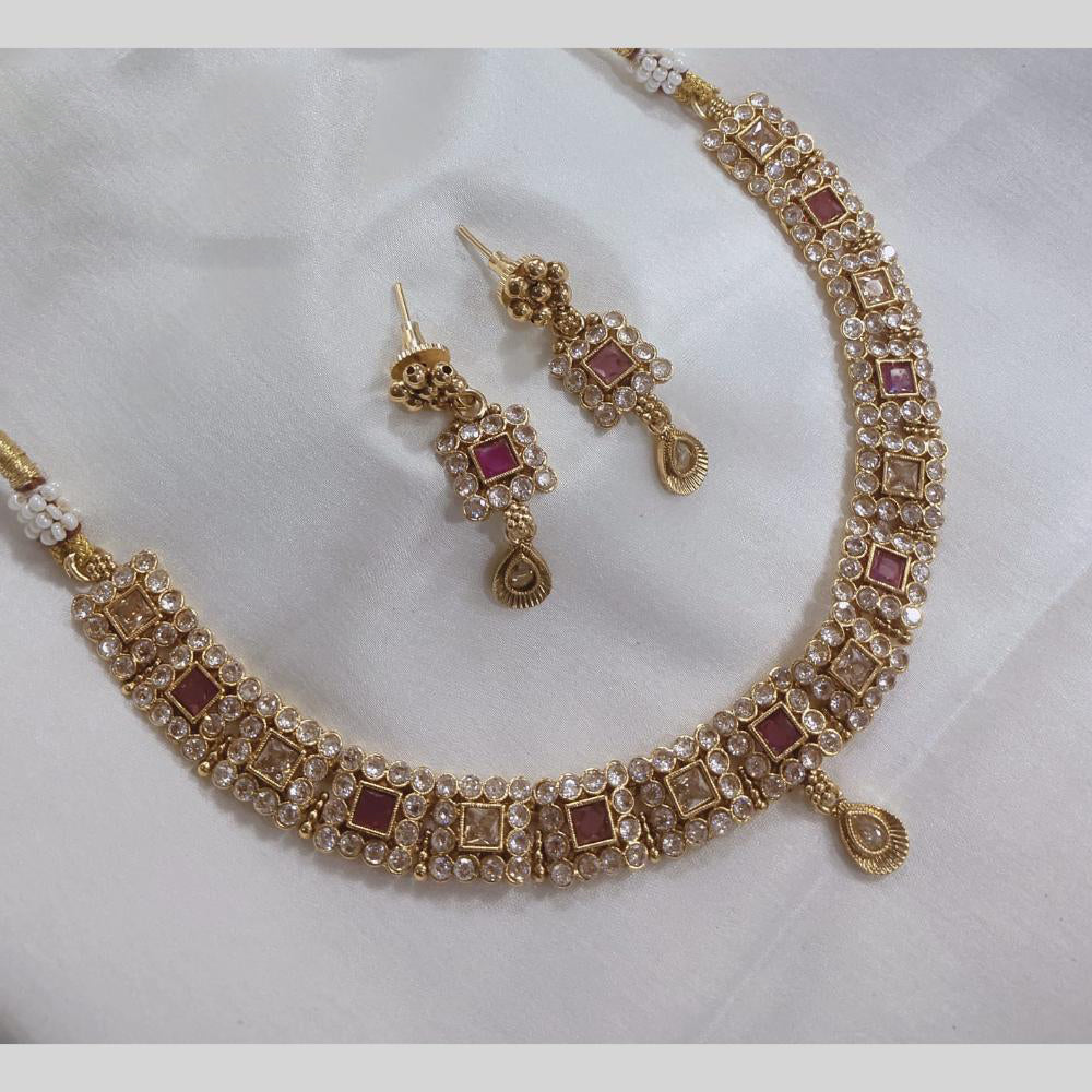 Lucentarts Jewellery Gold Plated Crystal Stone Necklace Set