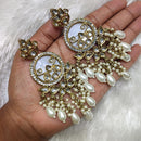 Lucentarts Gold Plated Kundan And Beads Dangler Earrings