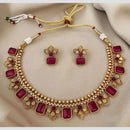 Lucentarts Jewellery Gold Plated Pota Stone Choker Necklace Set