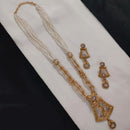 Lucentarts Jewellery Gold Plated Pota Stone And Beads Long Necklace Set