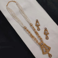 Lucentarts Jewellery Gold Plated Pota Stone And Beads Long Necklace Set